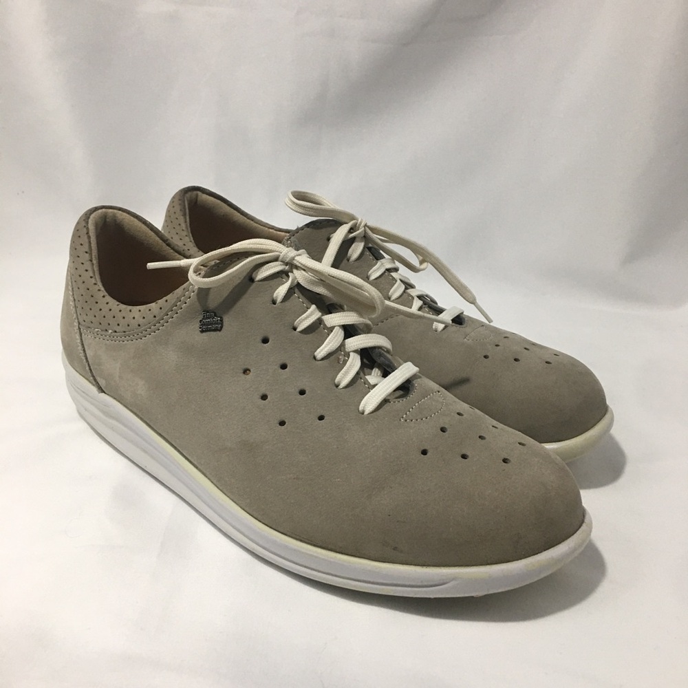 Finn Comfort Suede Lace Up Comfort Tan Taupe Sneakers Women’s Size 5